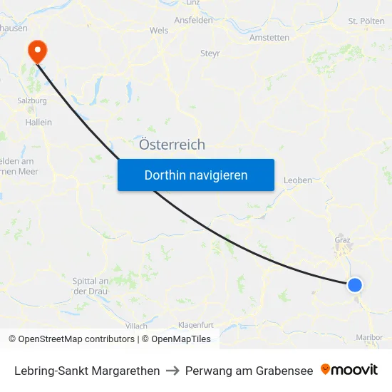 Lebring-Sankt Margarethen to Perwang am Grabensee map