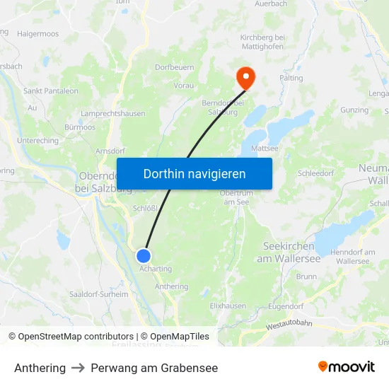 Anthering to Perwang am Grabensee map