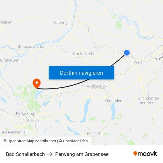 Bad Schallerbach to Perwang am Grabensee map