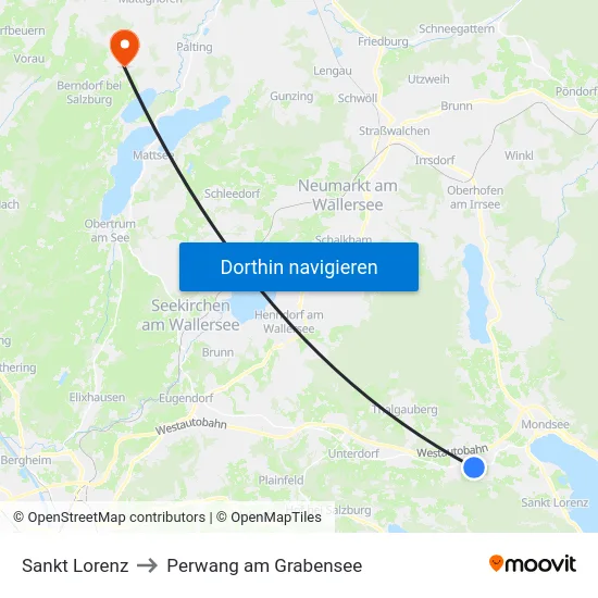 Sankt Lorenz to Perwang am Grabensee map