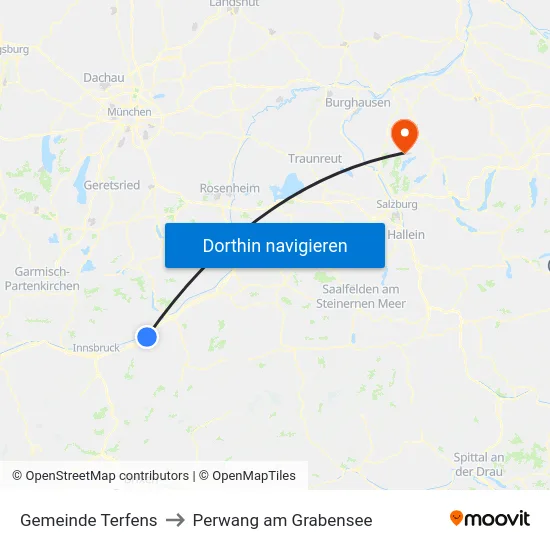 Gemeinde Terfens to Perwang am Grabensee map