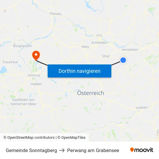 Gemeinde Sonntagberg to Perwang am Grabensee map