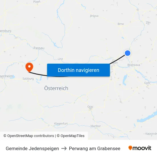Gemeinde Jedenspeigen to Perwang am Grabensee map