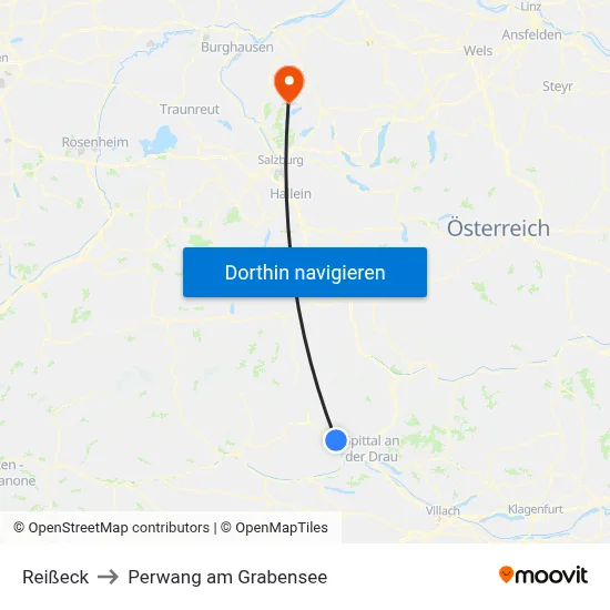 Reißeck to Perwang am Grabensee map