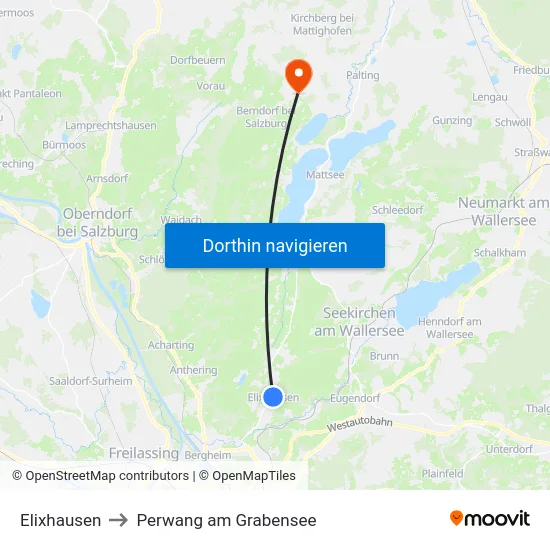 Elixhausen to Perwang am Grabensee map