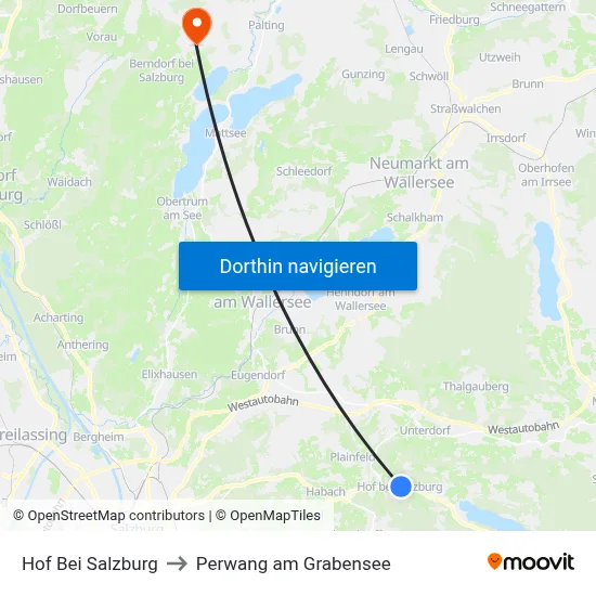 Hof Bei Salzburg to Perwang am Grabensee map
