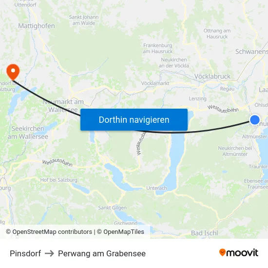 Pinsdorf to Perwang am Grabensee map
