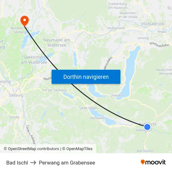 Bad Ischl to Perwang am Grabensee map