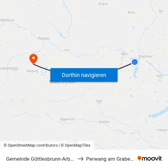Gemeinde Göttlesbrunn-Arbesthal to Perwang am Grabensee map