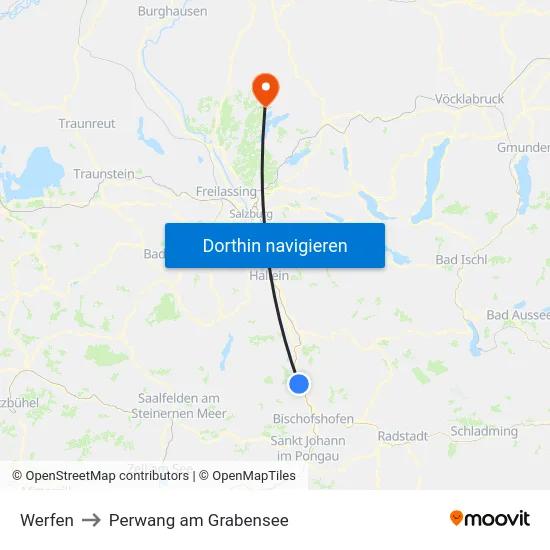 Werfen to Perwang am Grabensee map