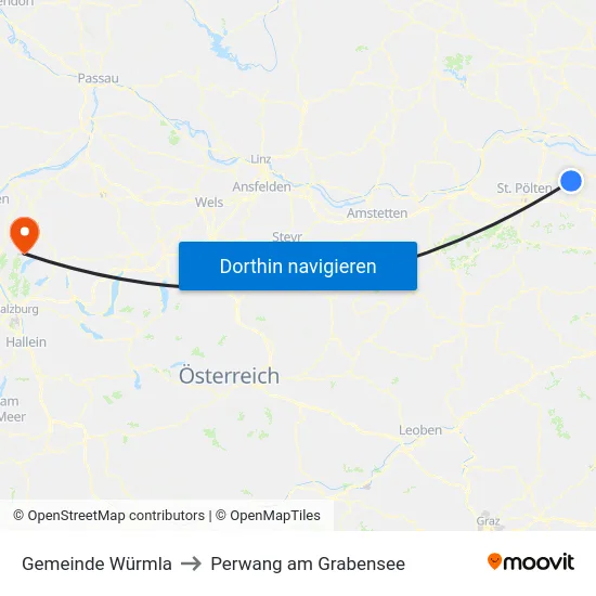 Gemeinde Würmla to Perwang am Grabensee map
