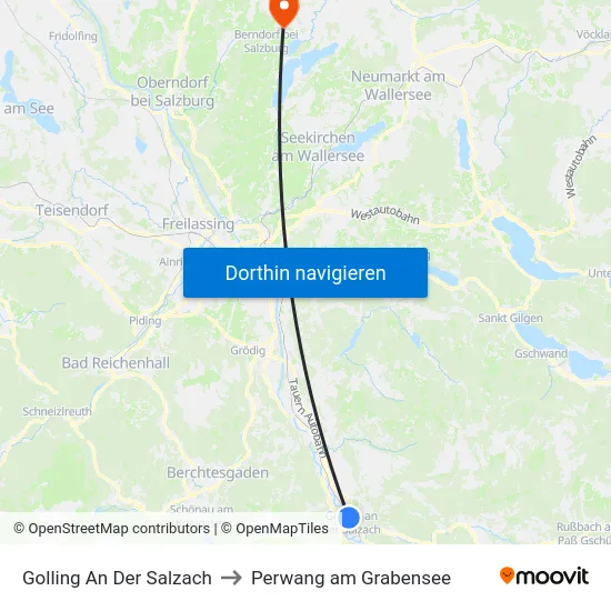 Golling An Der Salzach to Perwang am Grabensee map