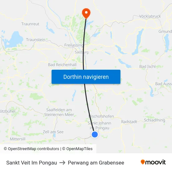 Sankt Veit Im Pongau to Perwang am Grabensee map
