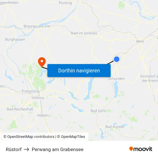 Rüstorf to Perwang am Grabensee map