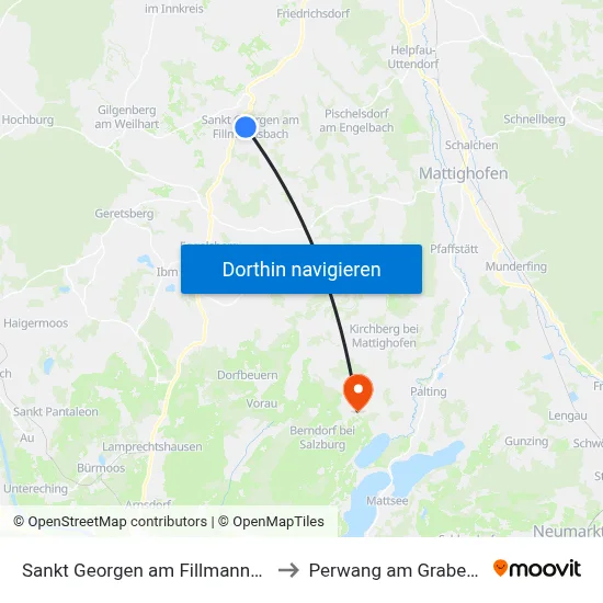 Sankt Georgen am Fillmannsbach to Perwang am Grabensee map