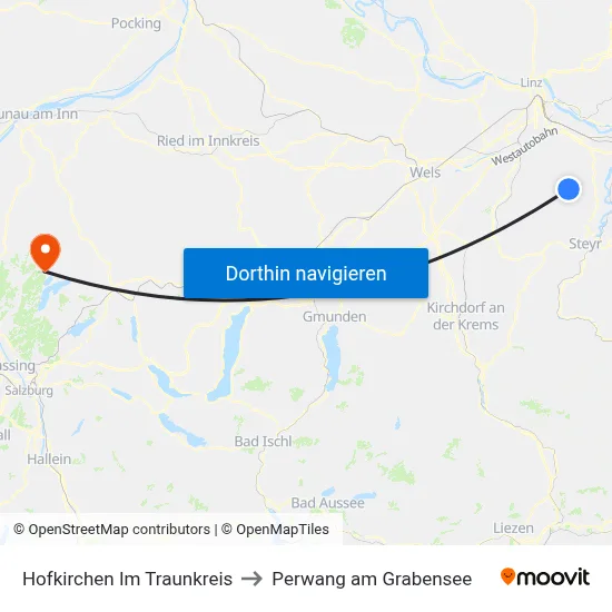 Hofkirchen Im Traunkreis to Perwang am Grabensee map