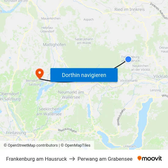 Frankenburg am Hausruck to Perwang am Grabensee map