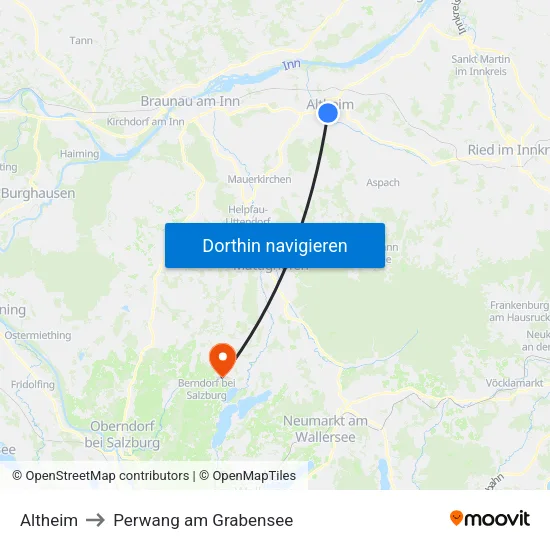 Altheim to Perwang am Grabensee map