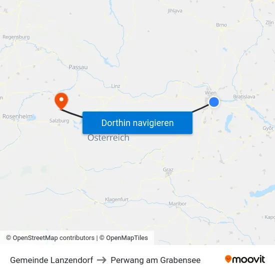 Gemeinde Lanzendorf to Perwang am Grabensee map