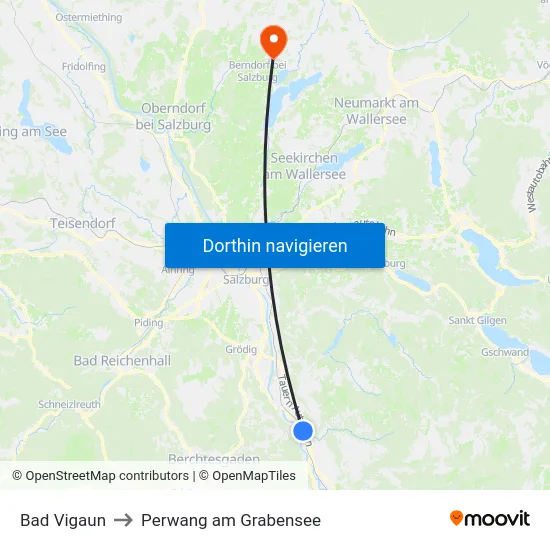 Bad Vigaun to Perwang am Grabensee map