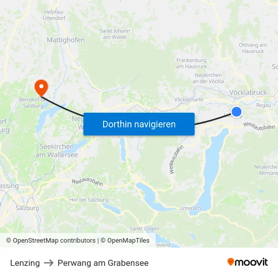 Lenzing to Perwang am Grabensee map
