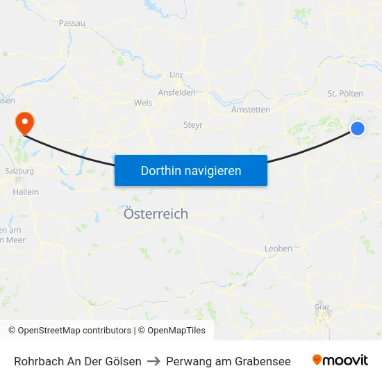 Rohrbach An Der Gölsen to Perwang am Grabensee map