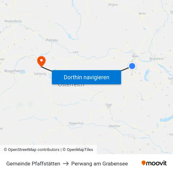 Gemeinde Pfaffstätten to Perwang am Grabensee map