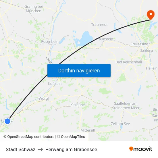 Stadt Schwaz to Perwang am Grabensee map