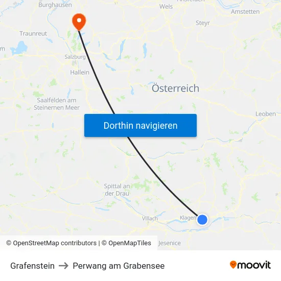 Grafenstein to Perwang am Grabensee map