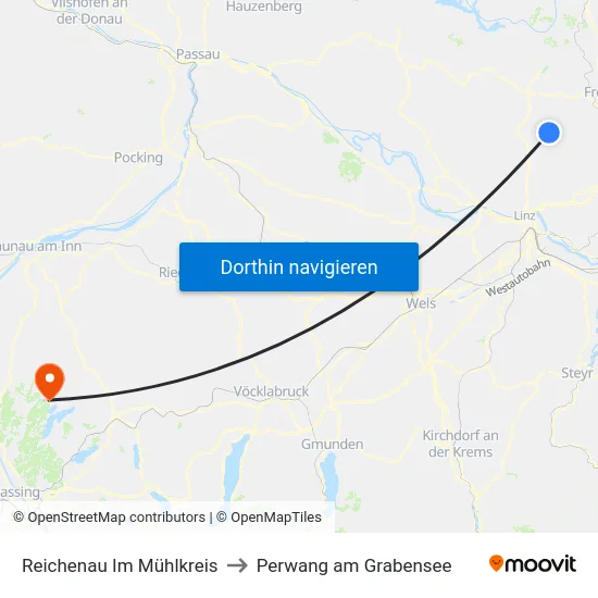 Reichenau Im Mühlkreis to Perwang am Grabensee map