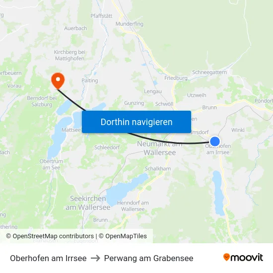 Oberhofen am Irrsee to Perwang am Grabensee map