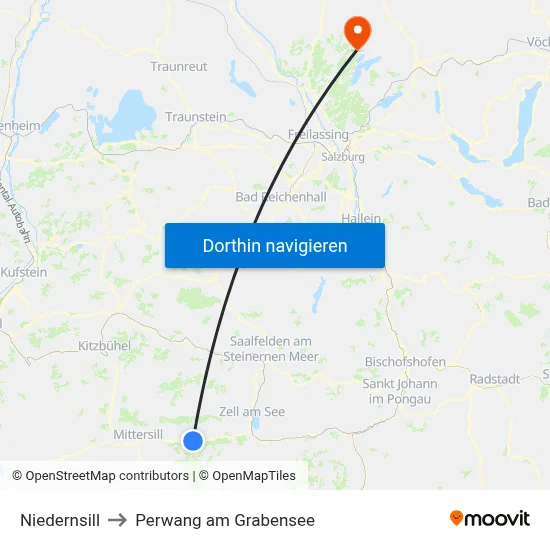 Niedernsill to Perwang am Grabensee map