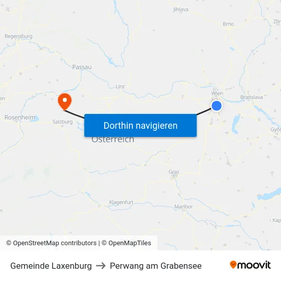 Gemeinde Laxenburg to Perwang am Grabensee map