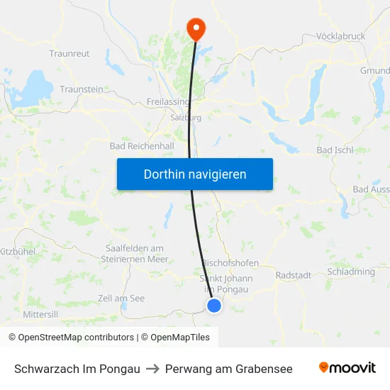 Schwarzach Im Pongau to Perwang am Grabensee map