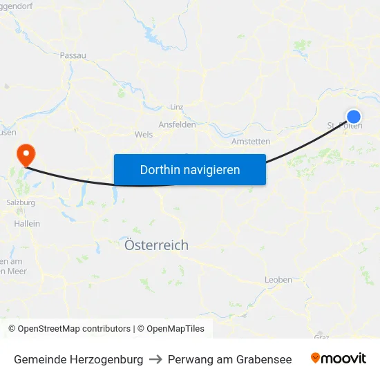 Gemeinde Herzogenburg to Perwang am Grabensee map