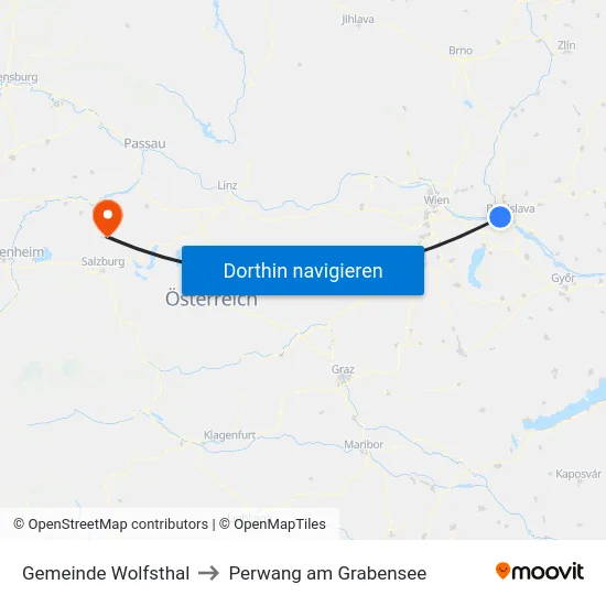 Gemeinde Wolfsthal to Perwang am Grabensee map