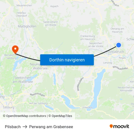 Pilsbach to Perwang am Grabensee map