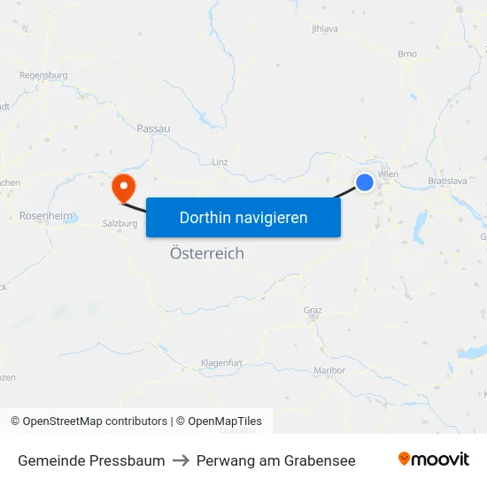 Gemeinde Pressbaum to Perwang am Grabensee map