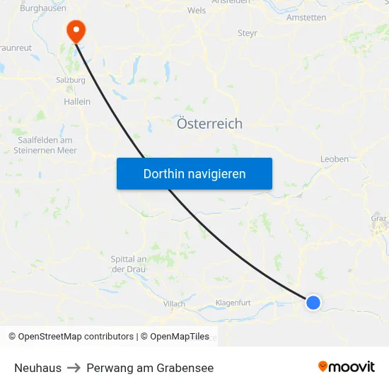 Neuhaus to Perwang am Grabensee map