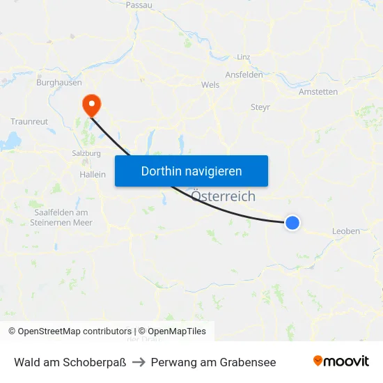 Wald am Schoberpaß to Perwang am Grabensee map