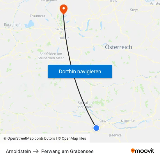 Arnoldstein to Perwang am Grabensee map