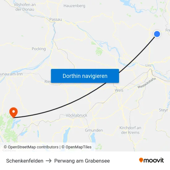 Schenkenfelden to Perwang am Grabensee map