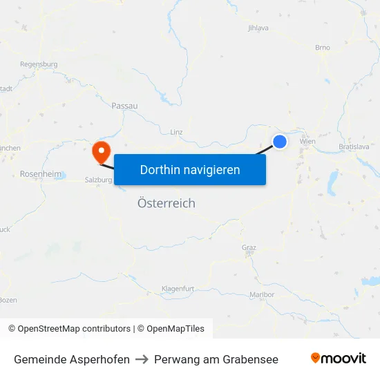 Gemeinde Asperhofen to Perwang am Grabensee map