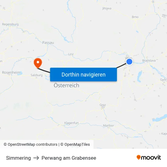 Simmering to Perwang am Grabensee map
