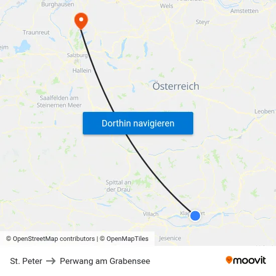 St. Peter to Perwang am Grabensee map
