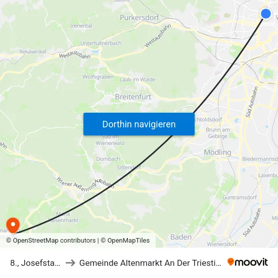8., Josefstadt to Gemeinde Altenmarkt An Der Triesting map
