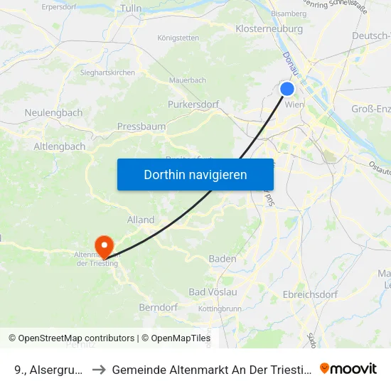 9., Alsergrund to Gemeinde Altenmarkt An Der Triesting map