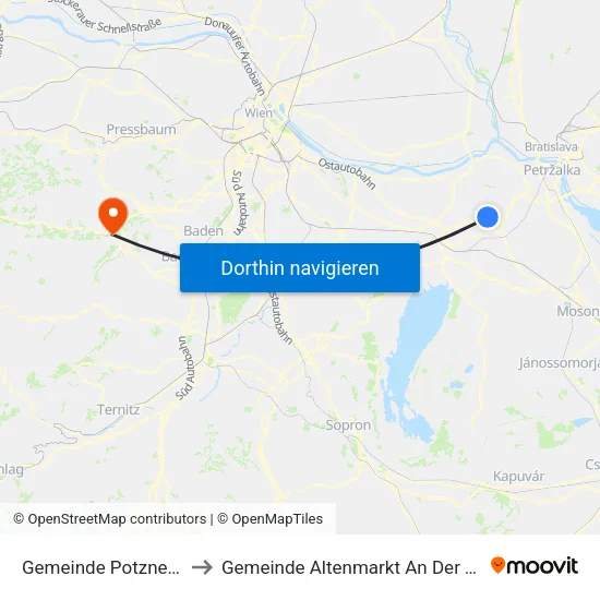 Gemeinde Potzneusiedl to Gemeinde Altenmarkt An Der Triesting map