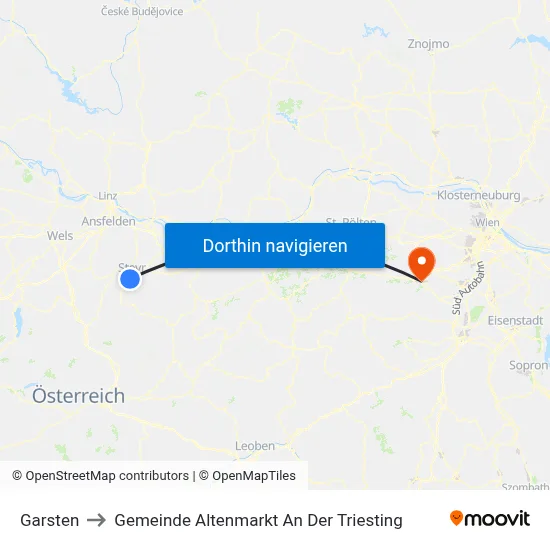 Garsten to Gemeinde Altenmarkt An Der Triesting map