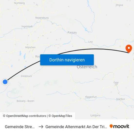 Gemeinde Strengen to Gemeinde Altenmarkt An Der Triesting map